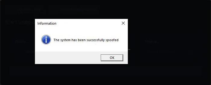 Successful spoofing